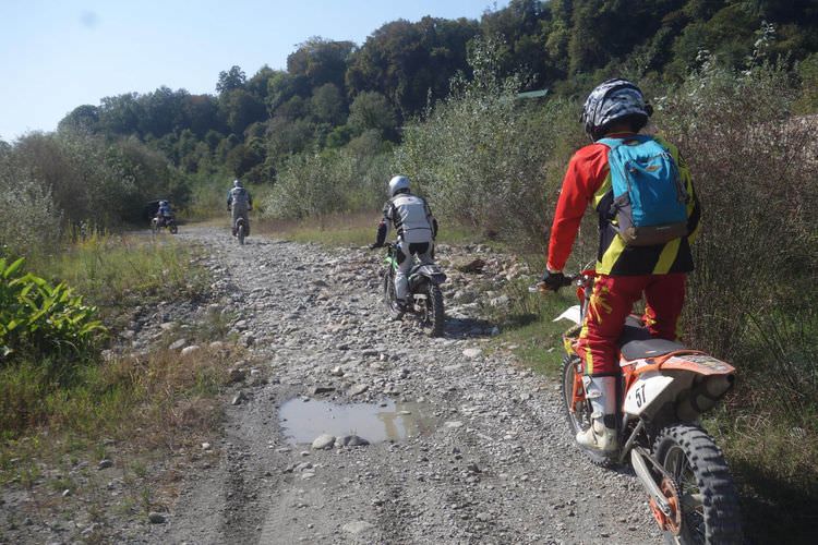 Riding adventure bikes on gravel roads